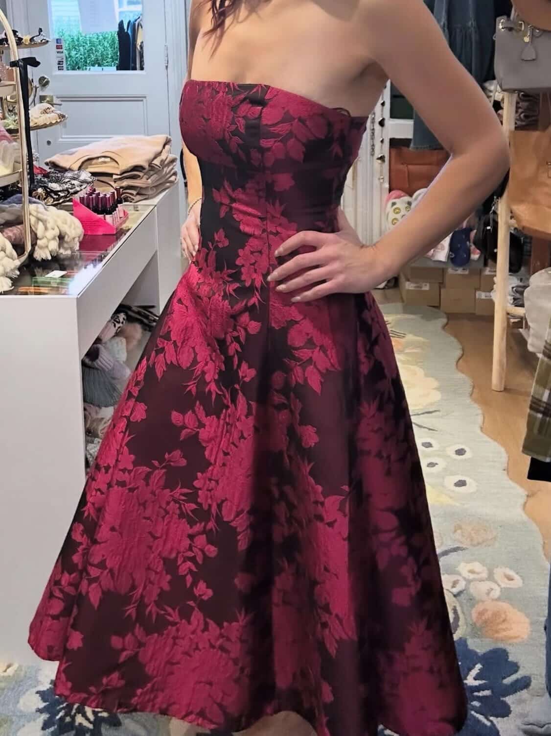 Crimson Floral Dress