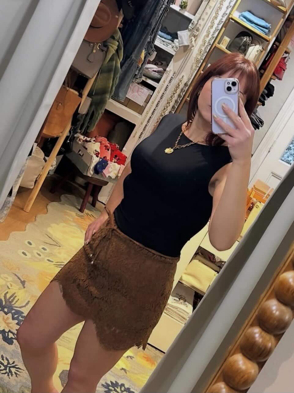 Brown Lace Mini Skirt