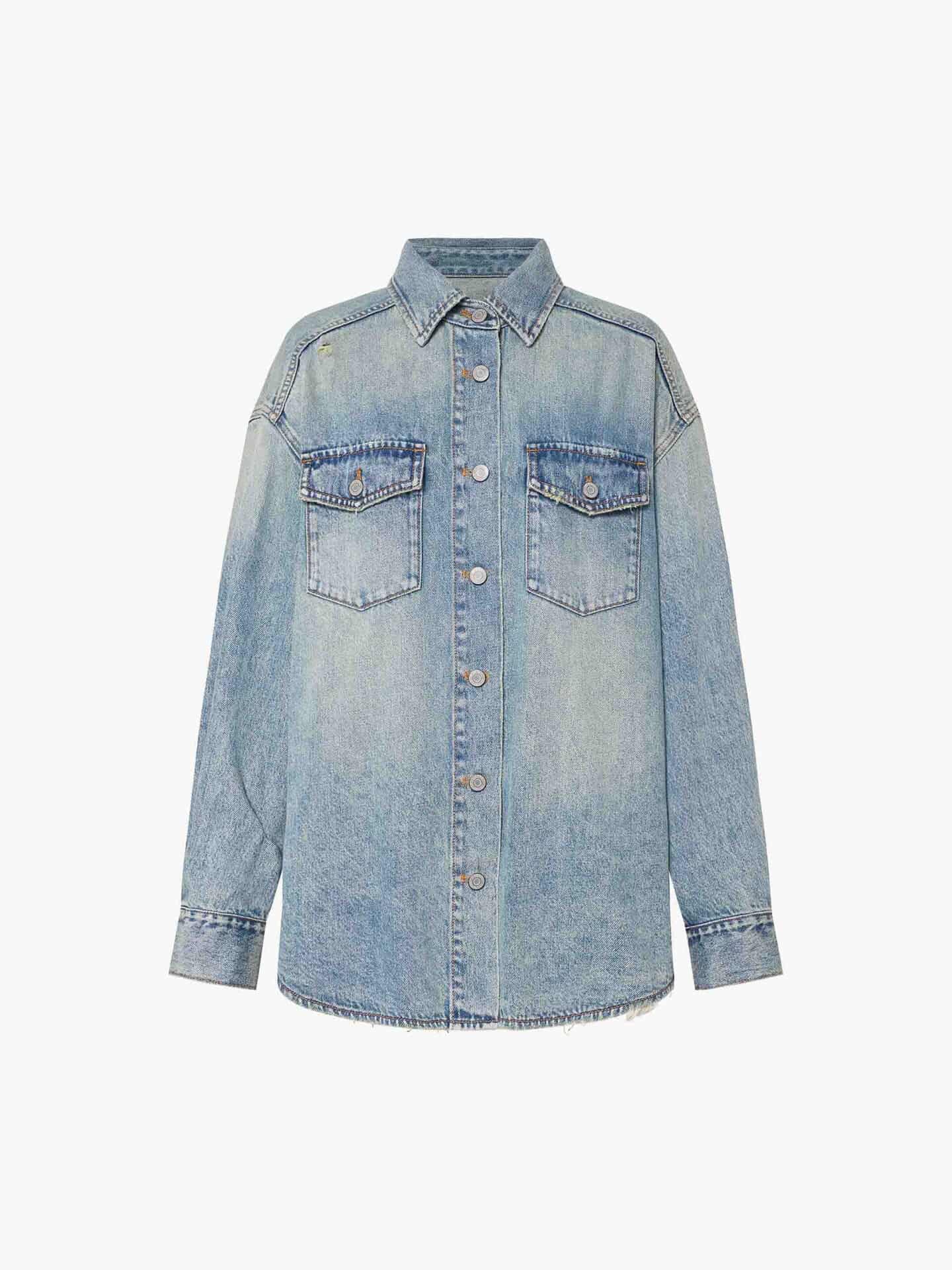 Blue Wash Oversized Denim Shirt Jacket