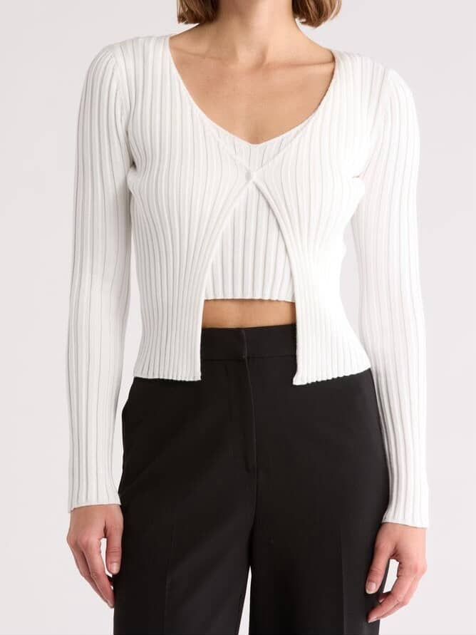 Ribbed Cardigan Sweater Shirt