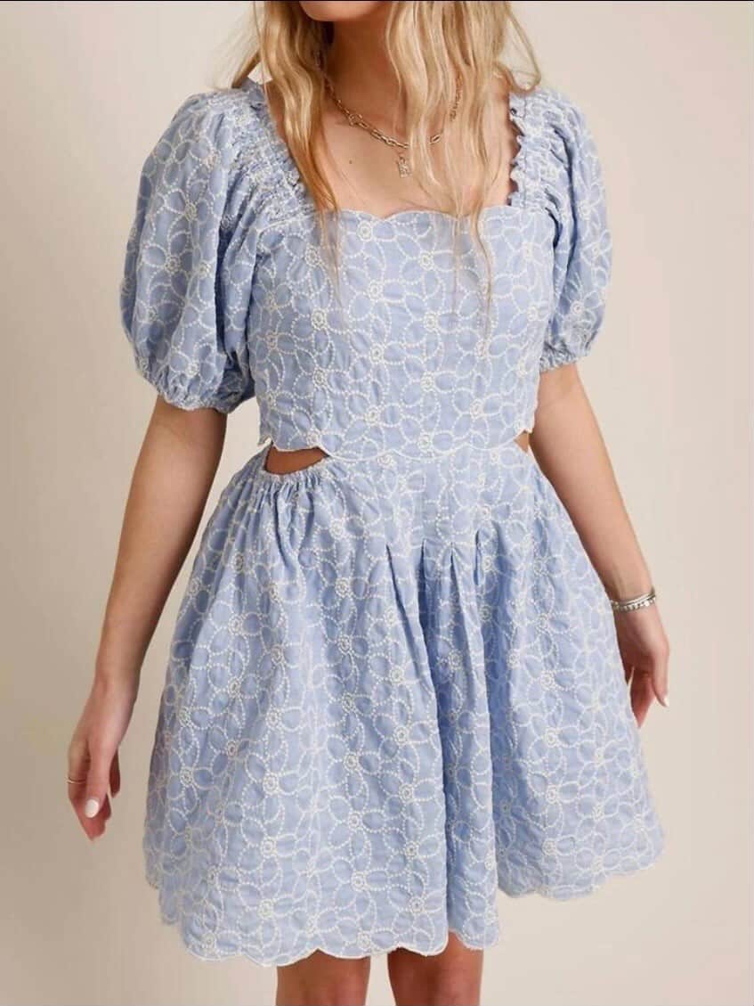 Embroidered Mini Floral Dress