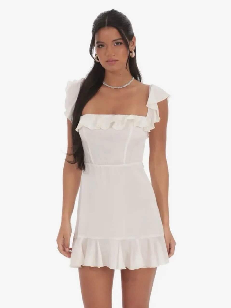 Satin Ruffle Mini Dress