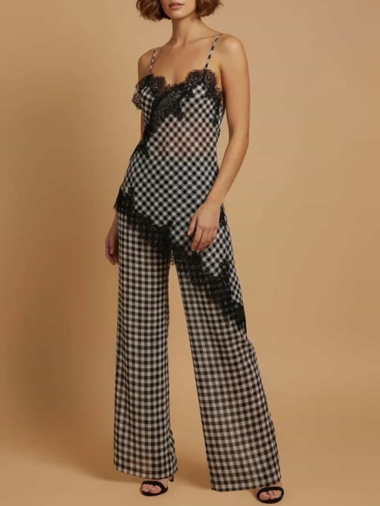 Gingham Lace Trim Set