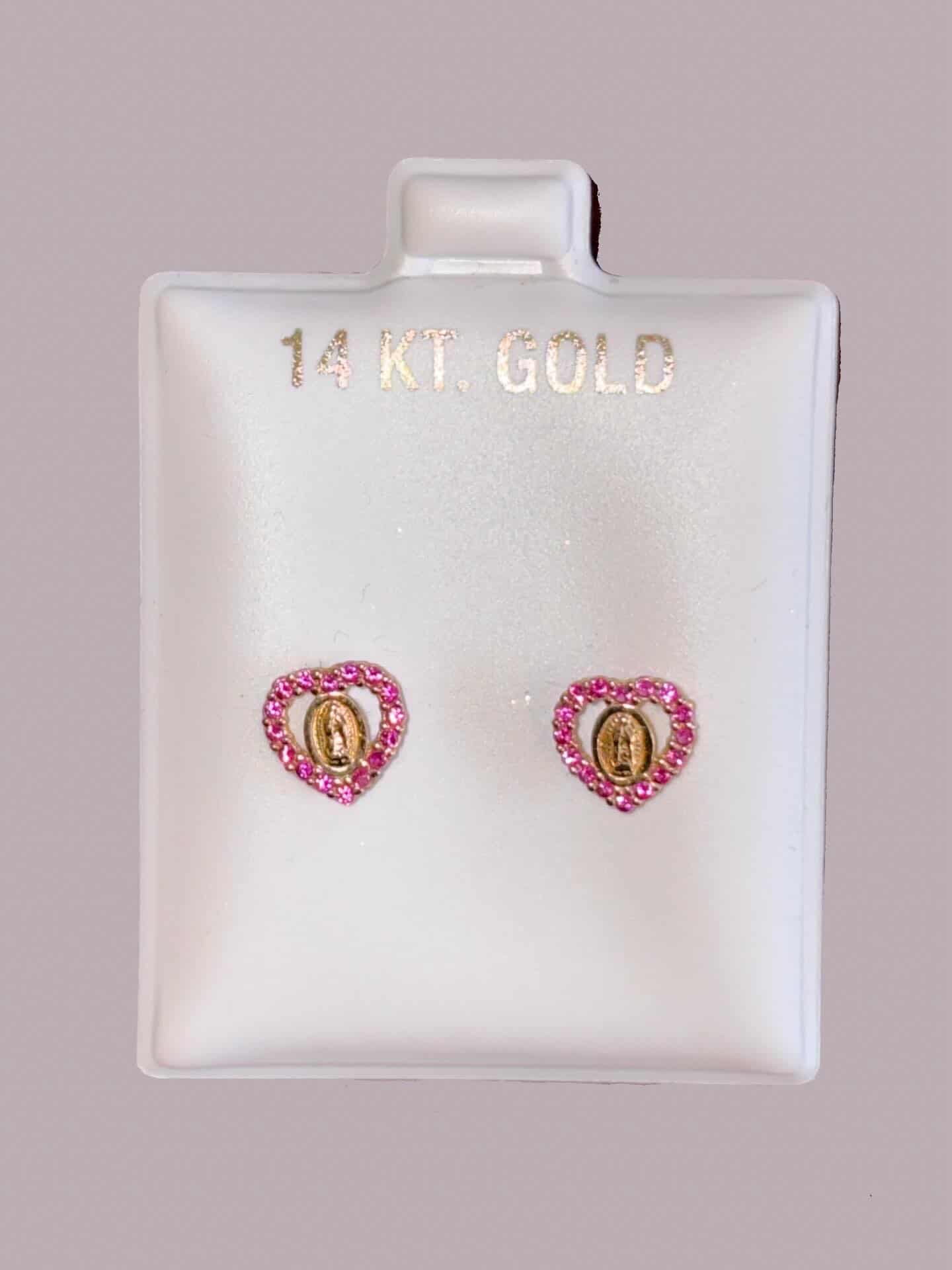 14K Gold Virgin Of Guadalupe Earrings