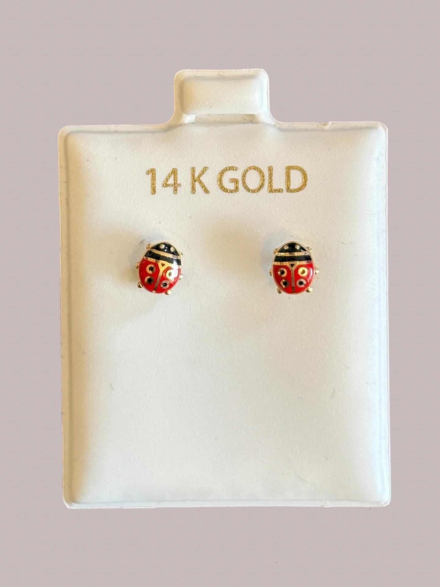 14k Gold Ladybug Studs